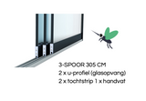 Glazen schuifwand 3-Spoor - 305 CM